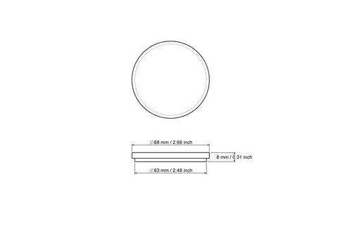Rysunek techniczny drewnianego wieczka 63 mm do słoika