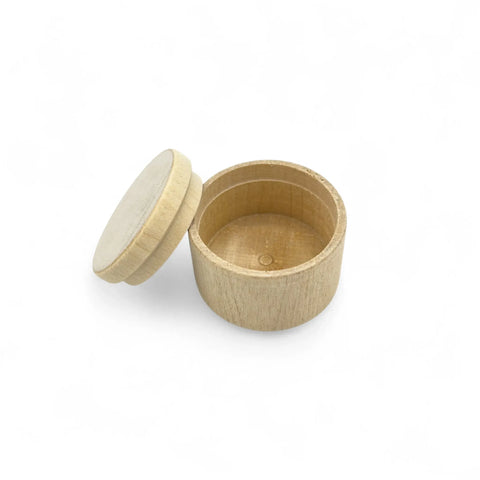 50 x 37 mm round turned wooden trinket box with lid