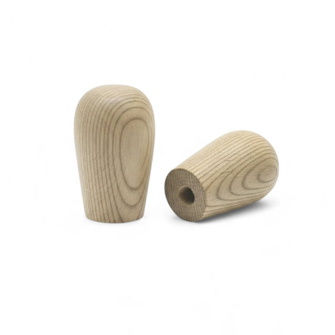 Backside of 11 mm mini oak wooden cabinet knob with holes