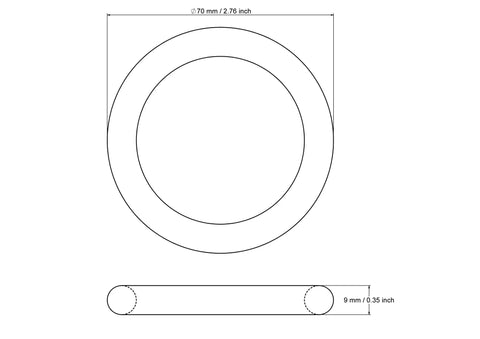 Technical drawing of 70 mm wooden craft toss ring