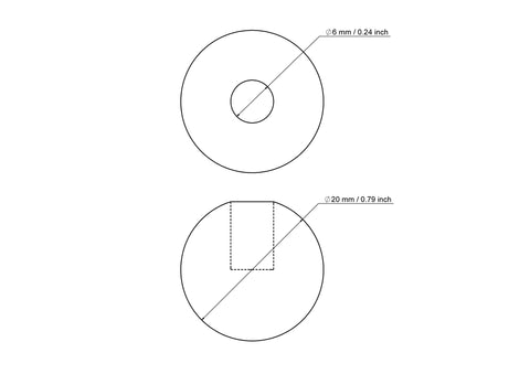 20 mm kasepuit tüüblikatted koos 6 mm hole