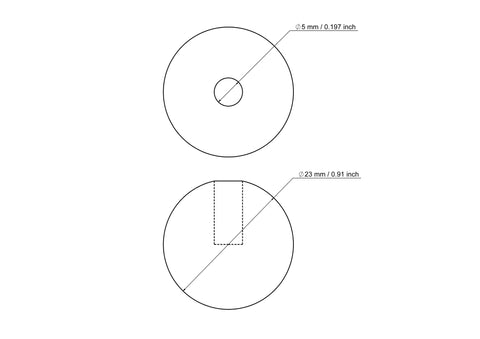 23 mm kasepuit tüüblikatted koos 5 mm hole