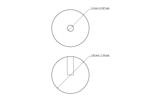 30 mm Birkenholz Dübelkappen mit 5 mm hole