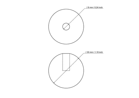 30 mm Birkenholz Dübelkappen mit 6 mm hole