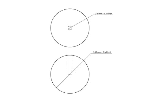 60 mm Birkenholz Dübelkappen mit 6 mm hole