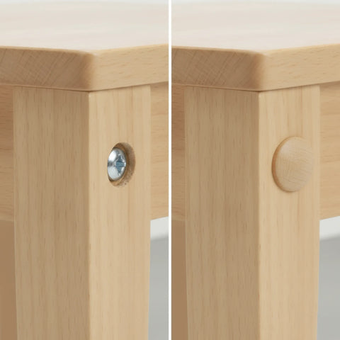 Turned wooden mushroom plug used to hide screws in wooden furniture