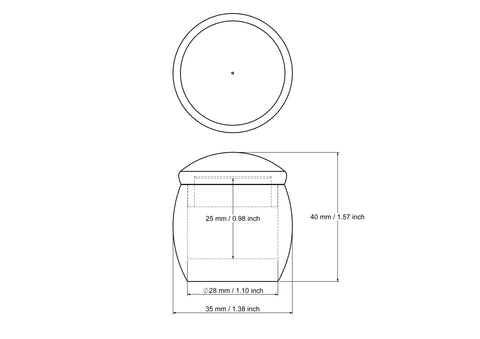 Beržinė apvali smulkmenų dėžutė - BARRE ROUND techninis brėžinys 35 x 40 mm
