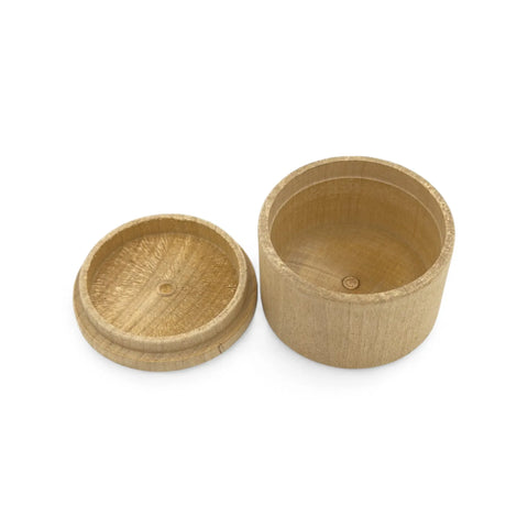 59 x 44 mm round turned wooden trinket box with lid