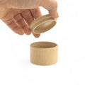 opened 59 x 44 mm round wooden trinket box