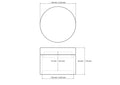 technical drawing of 59 x 44 mm wooden round trinket box