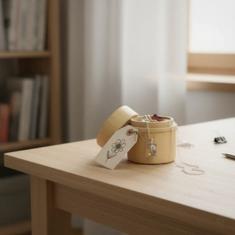 wooden trinket box used as jewellery box – 60 x 60 mm