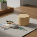 60 x 43 mm round turned wooden trinket box with lid