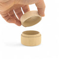 opened 60 x 43 mm round wooden trinket box