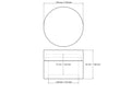 technical drawing of 60 x 43 mm wooden round pill box