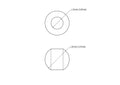 Technical drawing of 20 mm birch wood bead with 10 mm hole
