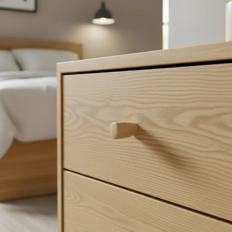 32 mm konisch Eichenholz Möbelknopf installed on cabinet door
