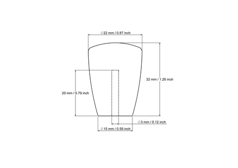 technische Zeichnung: 32 mm konisch Holz Möbelknopf