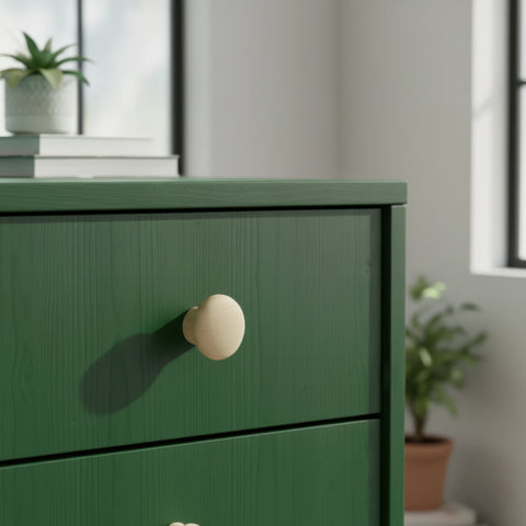 50 mm ümar puidust mööblinupp installed on cabinet door