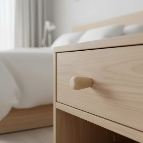 11 mm mini Birkenholz Möbelknopf installed on cabinet door