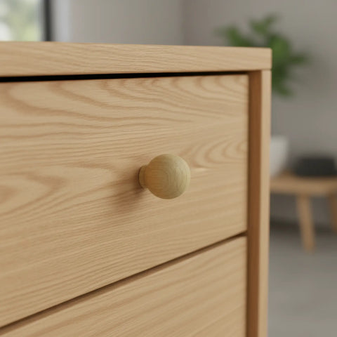 23 mm rund Kugeln Eichenholz Möbelknopf installed on cabinet door