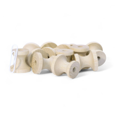 Backside of 21 mm turned wooden cabinet knobs with holes