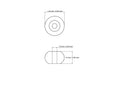 Technical drawing of 50 mm flat wooden toy wheel