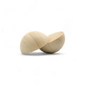 Close-up of 40 mm split wooden balls showing wood grain