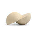 Close-up of 50 mm split wooden balls showing wood grain