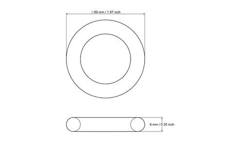 Technical drawing of 50 mm wooden craft toss ring