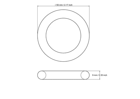 Technical drawing of 55 mm wooden craft toss ring