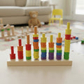 Painted 18 mm wooden donut spacer rings used as stacking toy rings