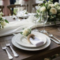 Napkin placed in 36 mm birch wooden napkin ring