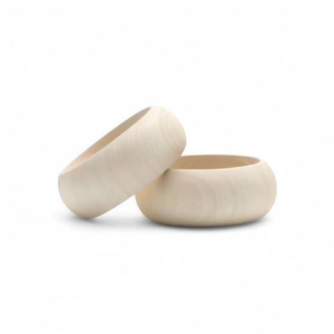 Close-up of 36 mm birch wooden napkin ring showing wood grain