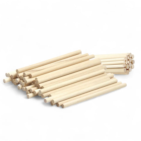 Turned wooden dowel rods